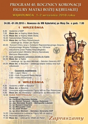Uroczystości Matki Bożej Kębelskiej w Wąwolnicy 1-2.09.2018